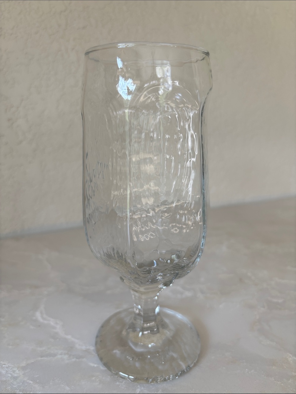 Clear Textured Stemmed Goblet